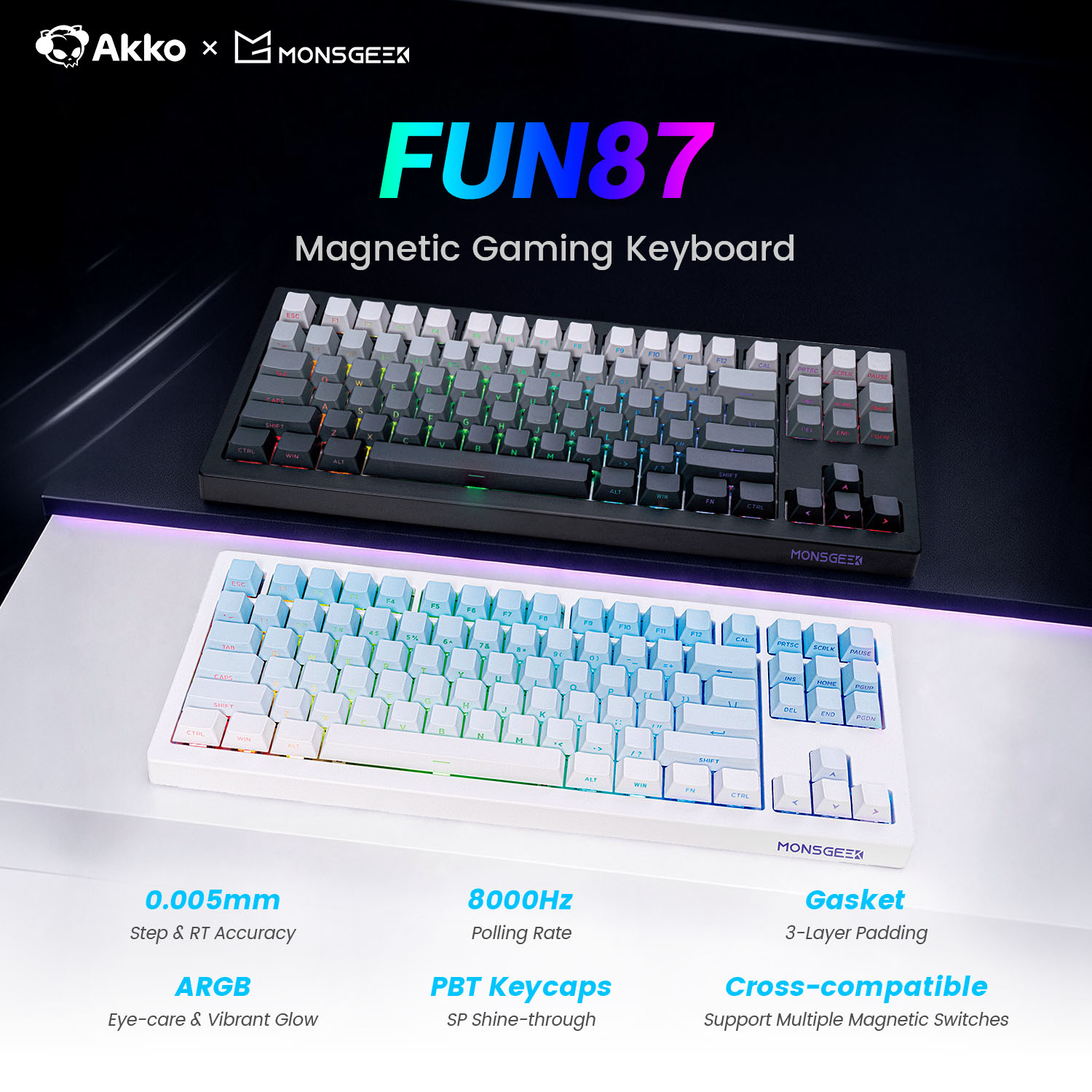 Gaming Keyboard Tkl - لوحة مفاتيح أكو إكس مونسجيك FUN87