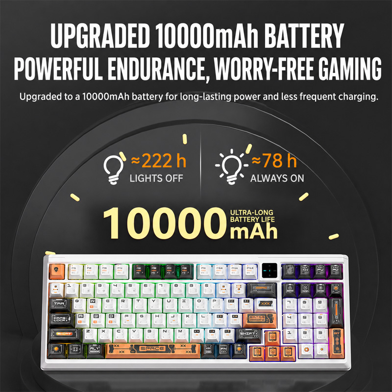 Gaming Keyboard No Noise - لوحة مفاتيح ميكانيكية لاسلكية ثلاثية الأوضاع