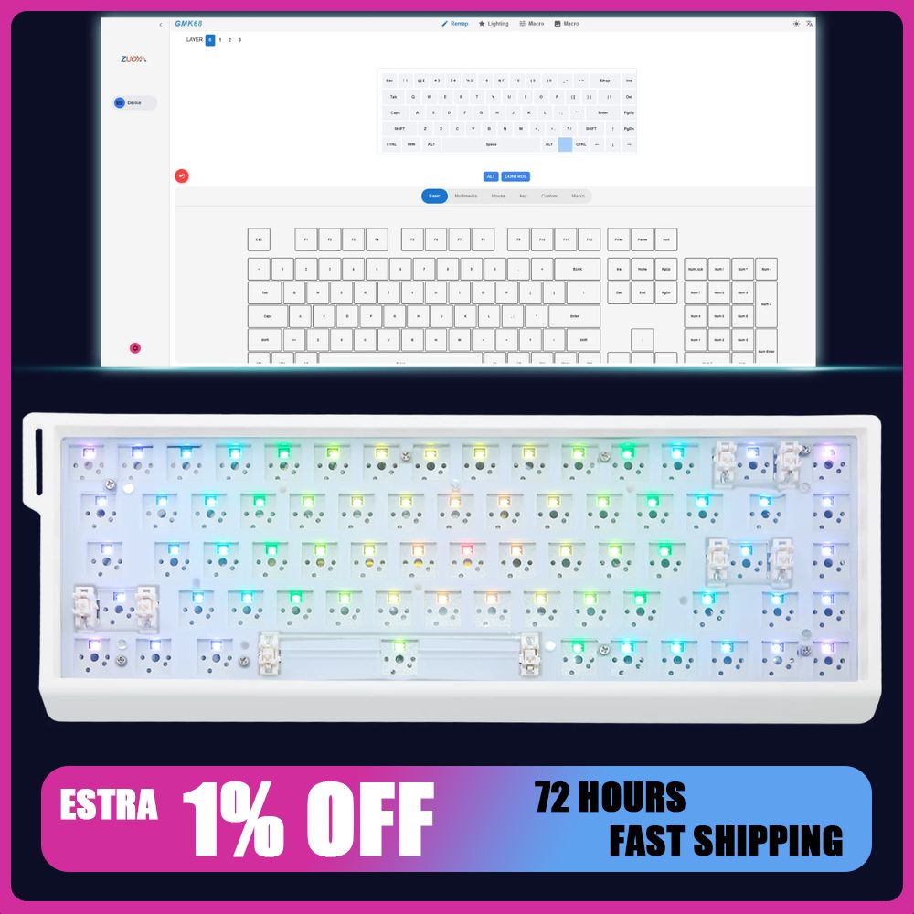 Hot Swap Pcb - طقم لوحة مفاتيح ميكانيكية ZUOYA GMK68